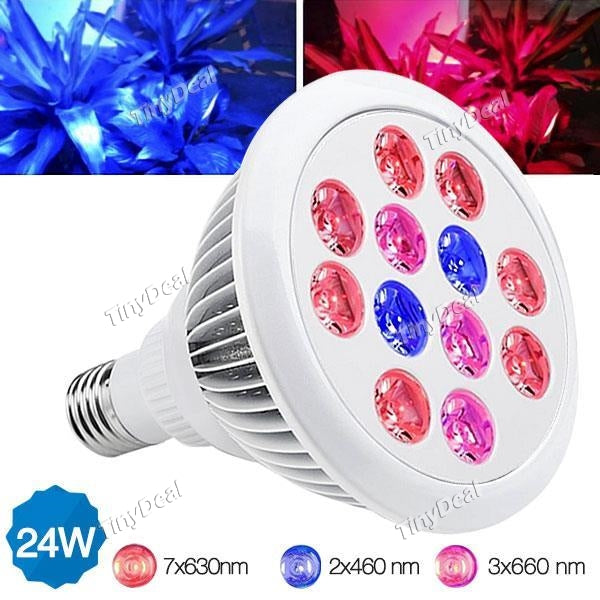 24W E27 - 12 LEDS Perfect LED Grow Light Bulb Suitable for Hydroponic Garden Greenhouses-2 Blue &10 Red