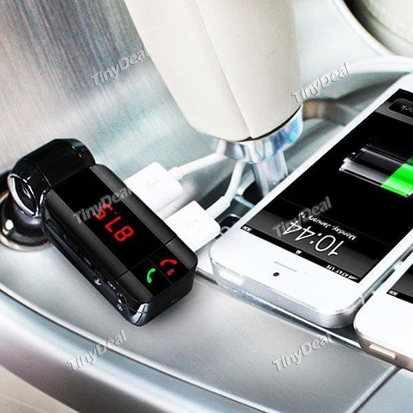 BC06S 5V/2.1A Dual USB Port Bluetooth Car Charger FM Transmitter V3.0 Hands-free Call Wireless Music Play