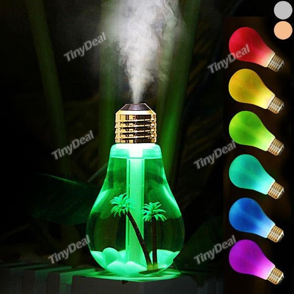 Mini USB Powered Colorful Bulb-Shaped LED Humidifier Aroma Air Diffuser Purifier Atomizer for Home & Office