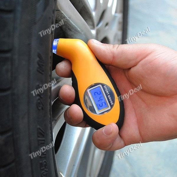 Portable LCD Digital Tire Pressure Gauge Quasi-LED Lights Electronic Barometer - YELLOW