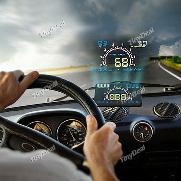 E350 Car HD Head Up Display 5.8" HUD OBDII EUOBD Interface Plug and Play KM/h MPH Speeding Warning
