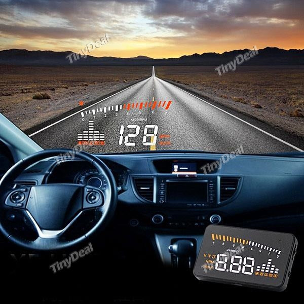 X5 HUD 3" Heads Up Display Windshield with OBDⅡEOBD System Interface Play KM/h MPH Speeding Warning