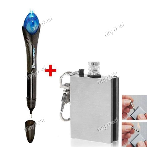 5 Second Fix Liquid Plastic Welding & Portable Bottle Shaped Survival Tool Flint Fire Starter Lighter Kit for Outdoor