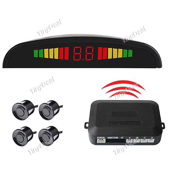 Crescent Shaped LED Screen Car Parking Sensor Voice Alarm Wireless Reversing Radar with 4 sensors RCM-520770