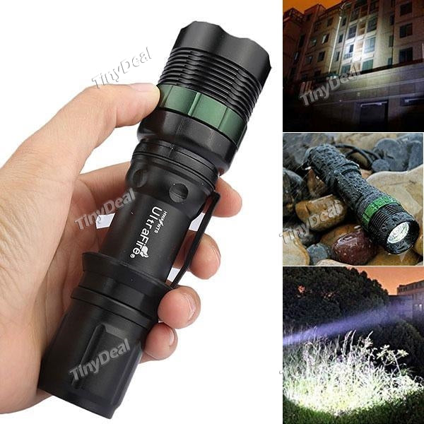 LED Flashlight CREE Q5 1200LM 3 Modes Zoom Waterproof Tail cap switch Flashlights & Torches