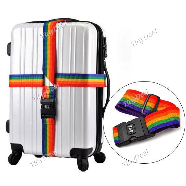 Password Code Lock Luggage Strap Suitcase Belt Rainbow Colorful Band for Packing Secure STH-520995