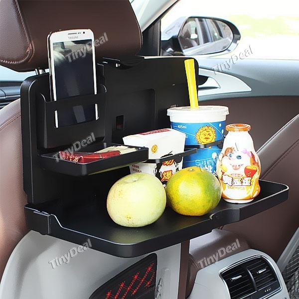 Back Seat Multipurpose Handy Car Fold Down Food Drink Meal Snack Tray - Black