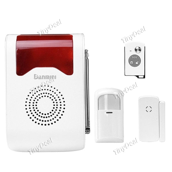 Home Security System Alarm Voice Acousto-optic Siren 433MHz Doorbell 110dB 1 x Main Panel 1 x PIR 1 x Remote 1 x Sensor