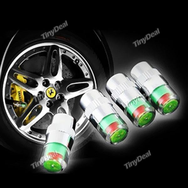 New Car Visual Car Tire Pressure Monitor Valve Cap Watt Sensor Indicator 3 Color Eye Alert 4Pcs