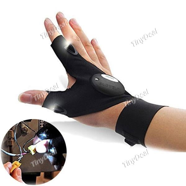 Magic Strap LED Fingerless Glove for NightTime Repairs, Hunting, Fishing, Camping, Rescue and More - Right Hand