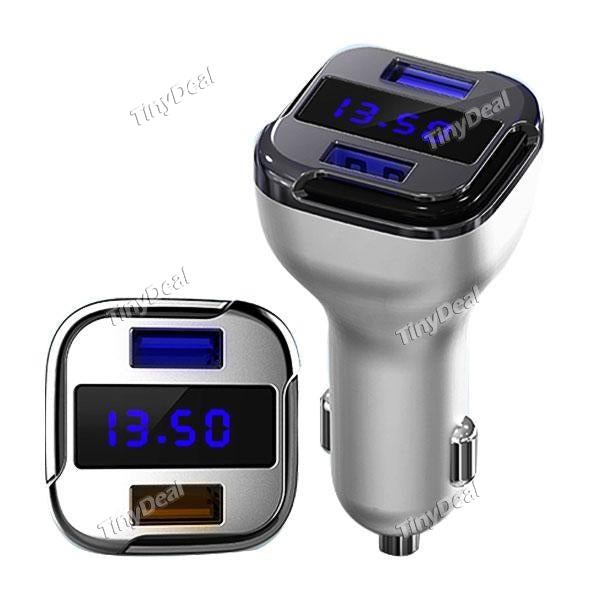 Multi-functional EC5 Dual USB Port 5V/2.4A Intelligent Car Charger with LED Voltage and Current Display