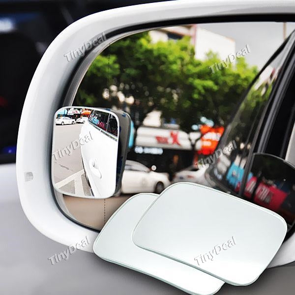 1/2/4/6 Pair Blind Spot Sway Adjustable Square Mirrors with 3M Self-Adhesive Glue and Explosion-proof Membrane -2 Pack