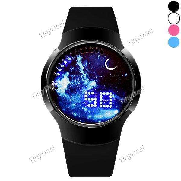 Jijia Starry Sky Touch Screen LED Light Fine Steel Silicone Band/Strap Watch WWT-522289