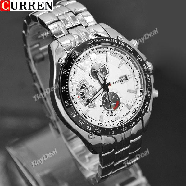 CURREN Stylish Quartz Wrist Watch with Alloy Band for Boy Men Male - White Dial WMN-52258