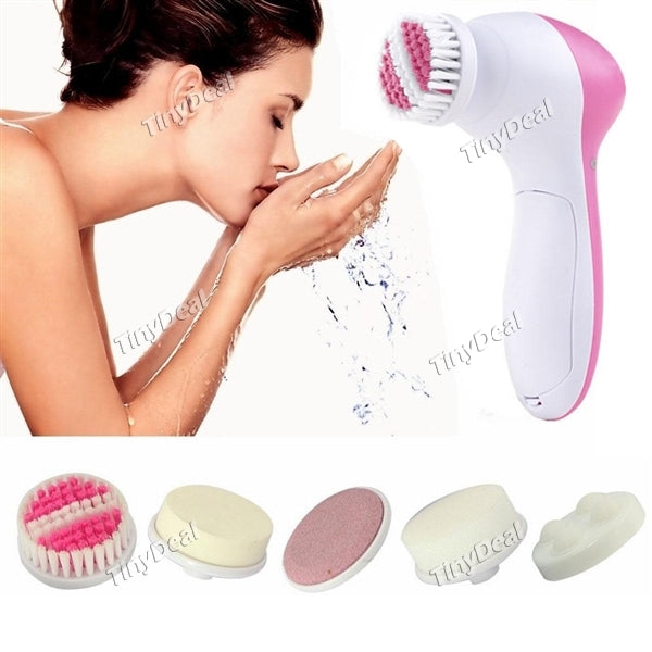 5 in1 Multifunction Electric Face Facial Cleansing Brush Spa Skin Care massage Portable HHI-522867