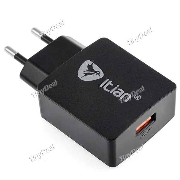 EU Standard Plug Itian K6 QC 3.0 18W Charger Adapter Single USB Port + Micro USB Charging Cable HHITH-522963