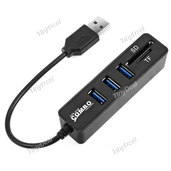 5-Ports USB 2.0 Hub External Splitter Adapter SD/TF Card Reader for Laptop Tablet PC