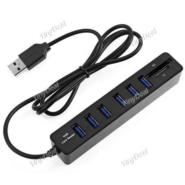 8-Ports USB 2.0 Hub External Splitter Adapter SD/ TF Card Reader for Laptop Tablet PC