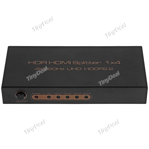 HDR HDMI Splitter 1x4 4 Port HDMI Hub Repeater Amplifier 2.0 3D Blue-Ray 4Kx2K/60Hz UHD HDCP2.2 1 in 4 out