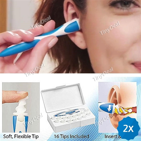 2Pcs Simple Smart Swab Easy Earwax Removal Soft Spiral Ear Cleaner Prevents Earwax Buildup Operation