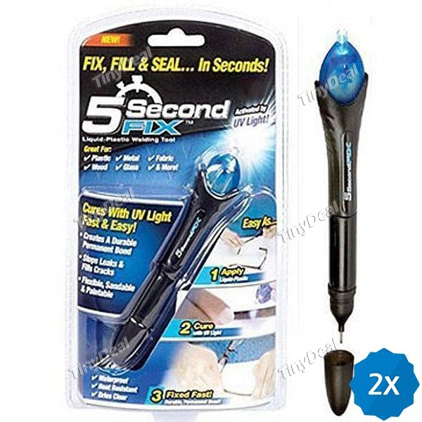 2Pcs 5 Second Fix UV Light Repair Pen Liquid Plastic Glue Metal Wood Glass Tool Welding Pen