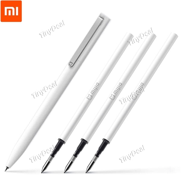 Original Xiaomi Mijia 0.5mm Writing Point Sign Pen + 3Pcs Original Xiaomi Mijia Signing Roller Pen Refill