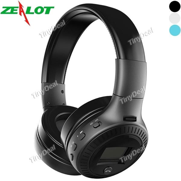 ZEALOT B19 LCD Display HiFi Bass Stereo Bluetooth Headphone Wireless Headset with Microphone FM Radio Micro-SD/TF Card