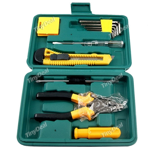 12Pcs Basic Carry Hardware Tool Box Accessory Repair Home Tools Kit Case Multi-function Toolbox