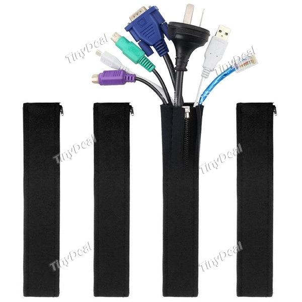4pcs Neoprene Zipper Closure Cable Wire Cover Management Protection Hider Organizer Sleeve for Home TV Computer