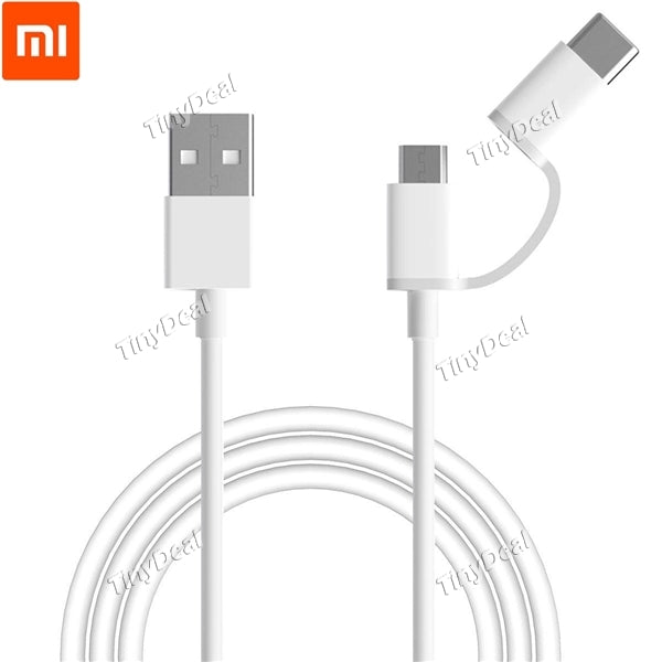 Original Xiaomi 2 in 1 Type-C and Micro USB 1M TPE 2.4A Super Fast Cable Data/Charging for Cellphone