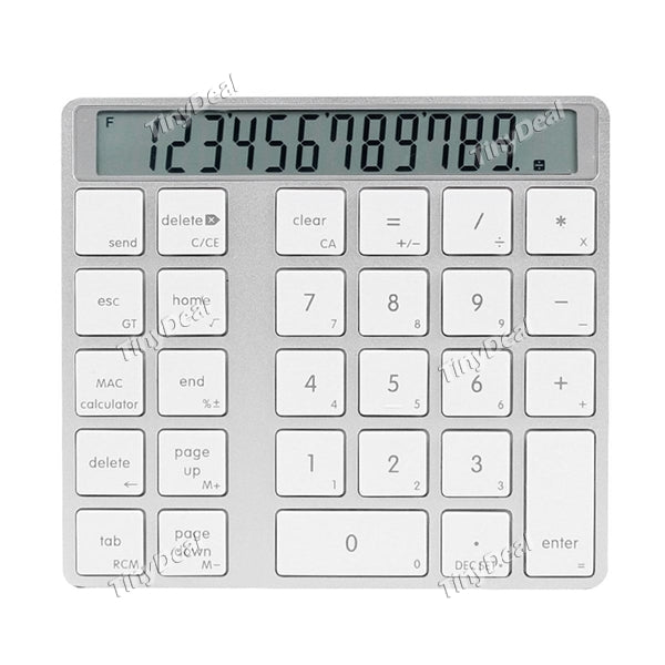 2-in-1 Aluminum Alloy Ultra-Thin Bluetooth Keypad Calculator with LCD Display for PC MAC & Office