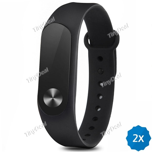 2Pcs Replaceable Black Sealed Simple Package Xiaomi Miband 2 Mi Band Wrist Strap Wristband for Xiaomi MiBand 2