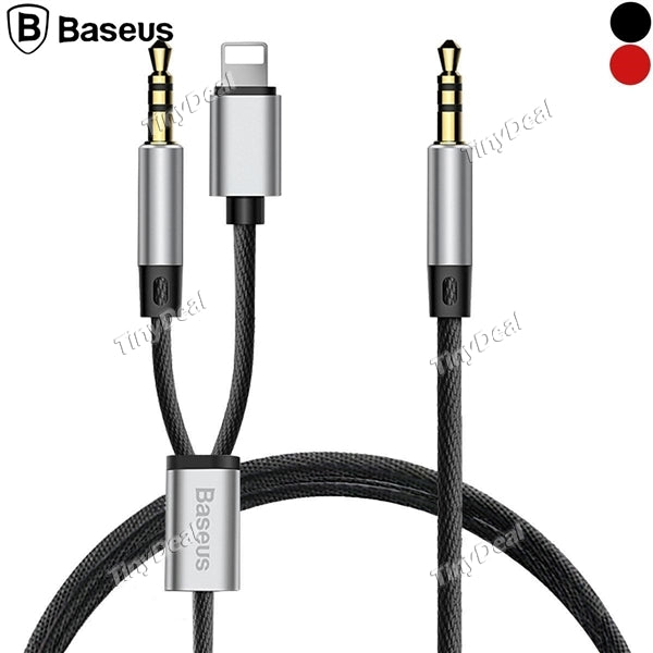 Original Baseus 2 in 1 AUX Cable Dual Jack 3.5mm Male to Male Adapter for iOS 7/8/9/10 Android Cellphone
