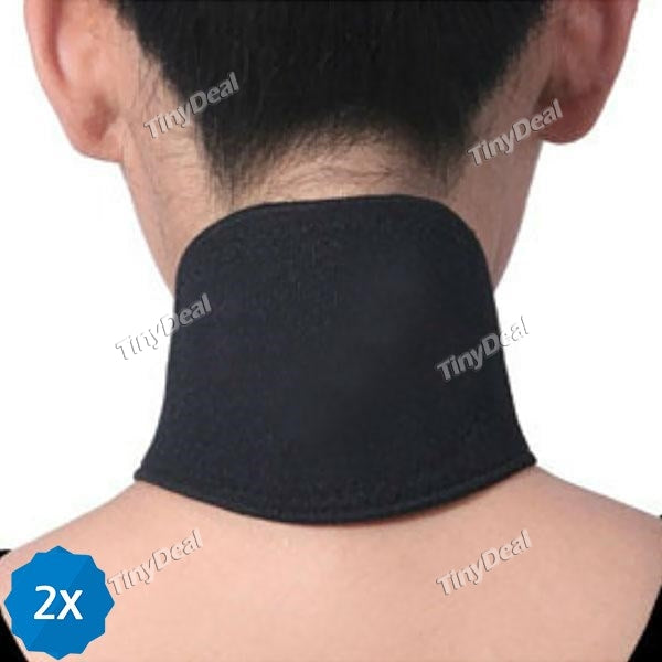 2PCs Magnetic Therapy Tourmaline Thermal Self-Heating Neck Pad Neck Support Brace Protector