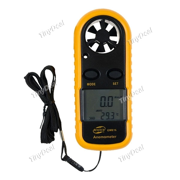 GM816 Mini Digital Anemometer Wind Speed & Temperature Meter Tester Anemometer with LCD Backlight Display