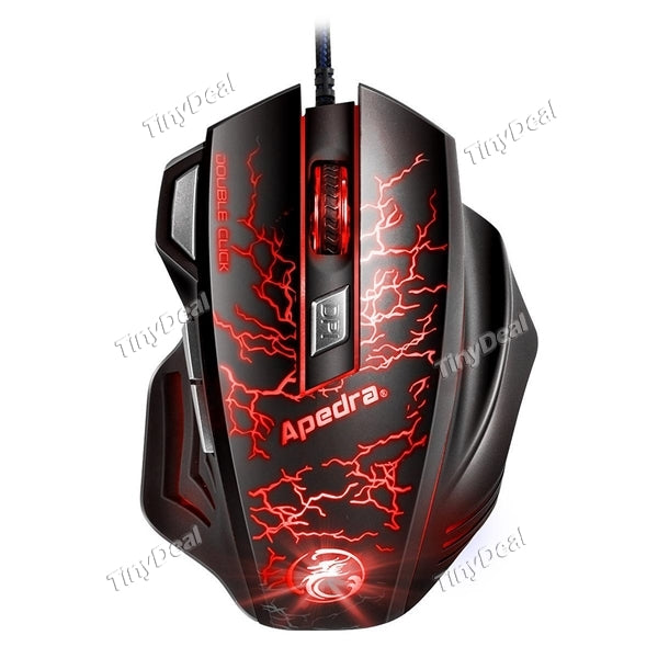 Apedra A7 Customization Wired Programmable Gaming Mouse Adjustable LED 3200DPI 7Buttons for Universal PC