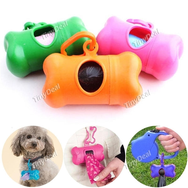 1/5/10/20 pcs Bone-shaped Pet Dog Puppy Waste Garbage Clean Up Bags Carrier Holder Case Dispenser Box - Color Assorted