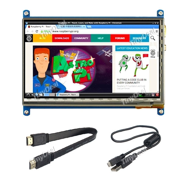 7 Inch LCD Touch Display Monitor Screen 800 x 480 for Raspberry Pi 3 Model B with HDMI & Micro USB Cable