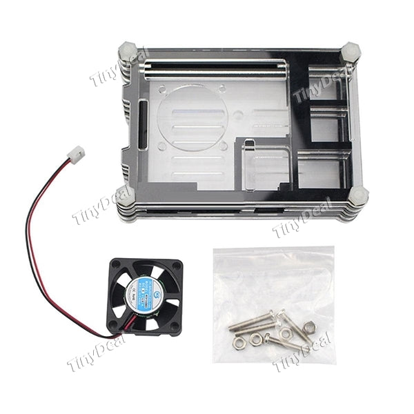 Raspberry Pi 3 Model B Nine Panels Acrylic Case Transparent Shell Cover with Cooler Fan