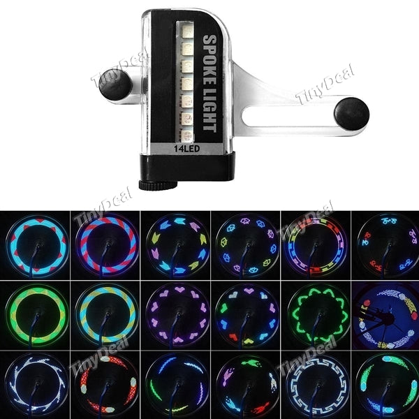 14-LED 2-Mode Bicycle Spoke LED Lights Bright Bike Wheel Lights Colorful 30-Pattern Signal Flashing Light