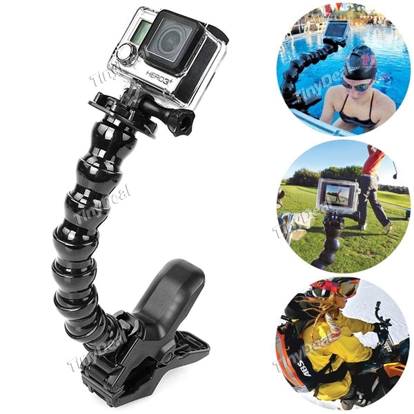 8 Joint Adjustable GoPro Gooseneck Neck Holder Flex Clamp Mount for GoPro Hero 4 3 5 Yi 4K SJCAM Accessories