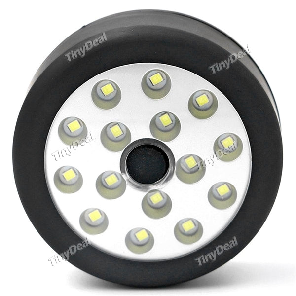 Portable 15 LED Round Magnetic Hanging Hook Work Light Flashlight Torch for Outdoor Camping