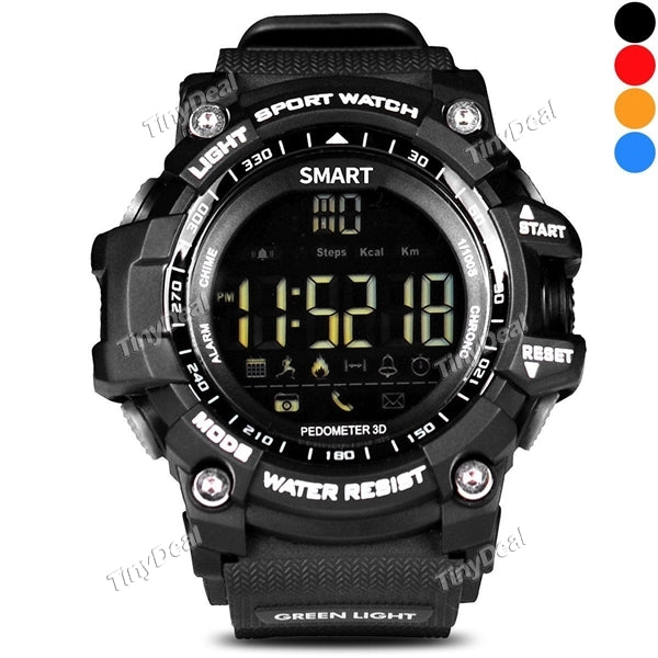 EX16 Smart Watch FSTN LCD Screen 5ATM Waterproof Mileage Calorie Monitor Pedometer Call Reminder Remote Camera