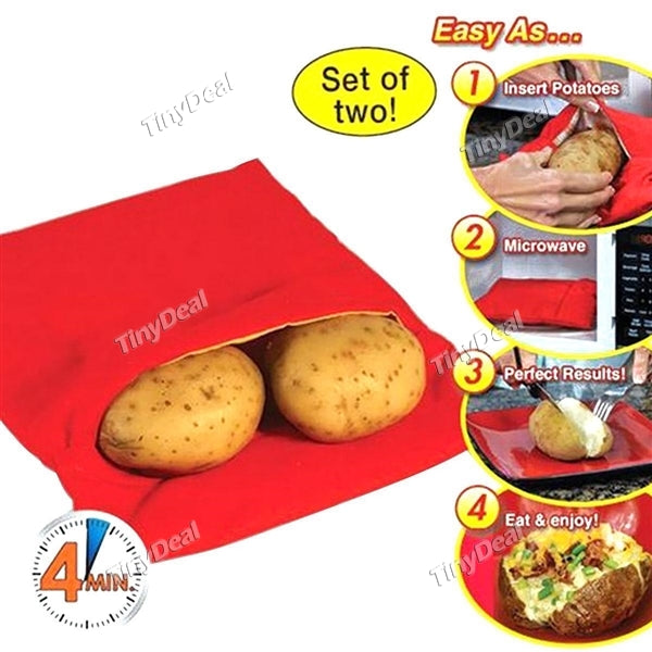 2pcs Microwave Potato Bag Baker Reusable Easy Convenient for Potato/Corn/Carrot Cooker