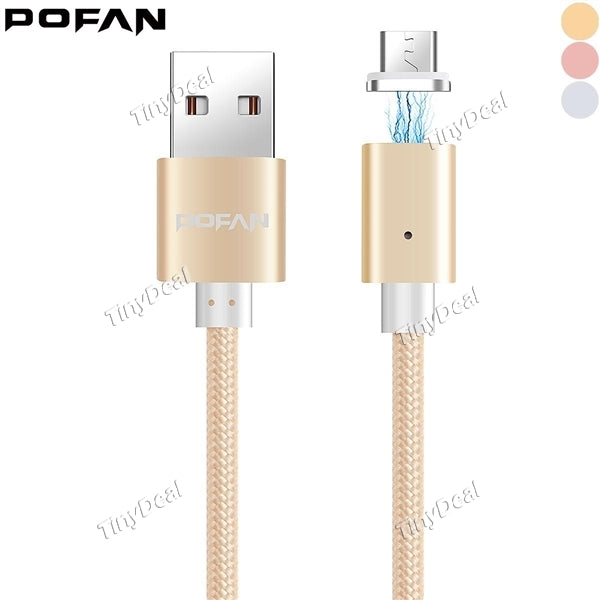 POFAN P13 Micro-USB Magnetic Cable Upgrade Version 1M Nylon Charging/Data Sync for Samsung Xiaomi HUAWEI