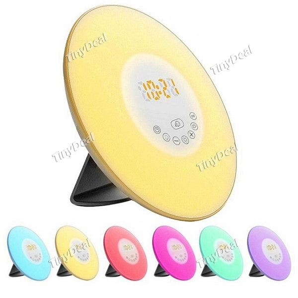 Newest 3 In 1 Wake-Up LED Light Sunrise Simulation Alarm Clock FM Radio Wake-Up Night Lamp for Health Care