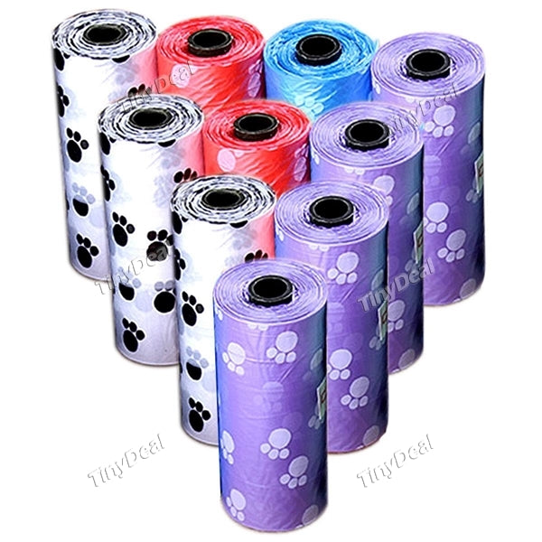 10 Rolls (200Bag) Degradable Dog Cat Pet Poop Bags Waste Pick Up Clean Bag 19~20 Bags Per Roll -Color Assorted