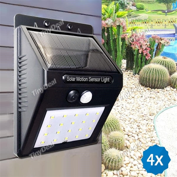 4pcs Solar Wall Lamp MZ-T1 20-LED Auto ON/OFF Motion Sensor Bright Night Light for Outdoor Security
