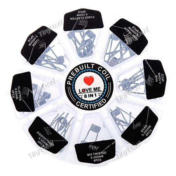 Authentic Love Me 316 Stainless Steel Pre-coiled Pre-built 8 in 1 Wire for RBA Atomizer - 8 Specs