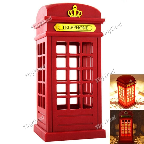 Retro Britain Telephone Booth LED Night Light Touch Sensor Table Lamp Nightlight for Baby Bedroom
